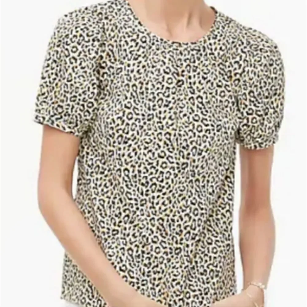 J CREW Puff Sleeve Leopard Top